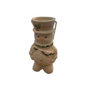 Lenox Snowman Tealight Lantern Figurine Gold Trim Handle Christmas Decorate
